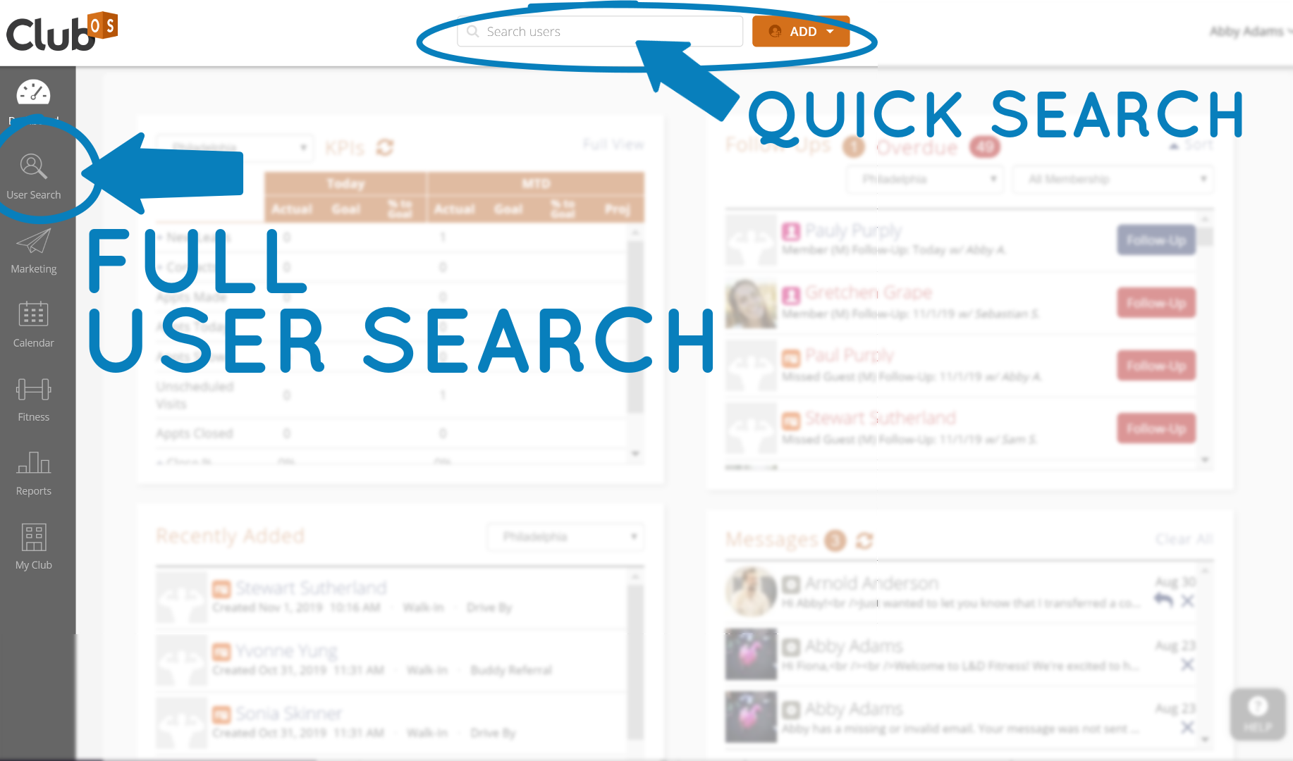 Dashboard with User search location