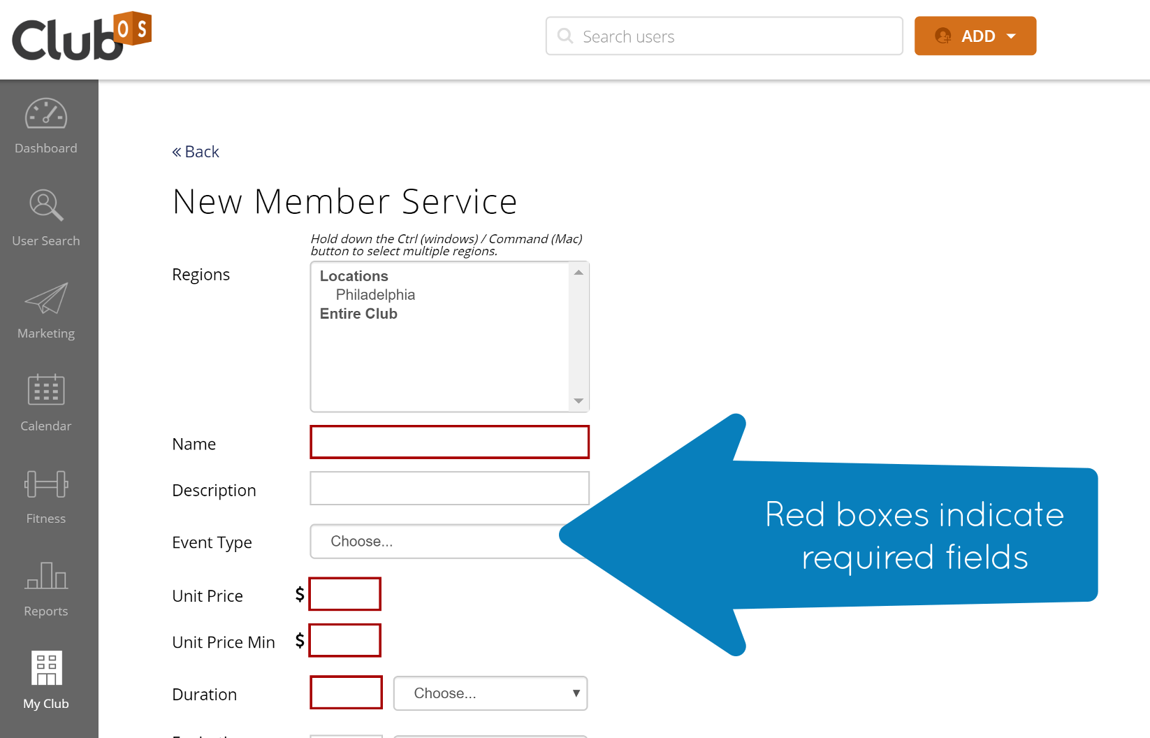 Required fields in Member Service setup
