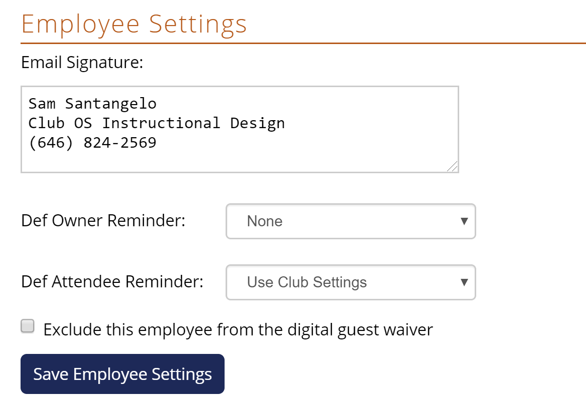 employee settings