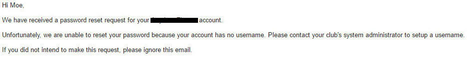 screenshot of missing username email